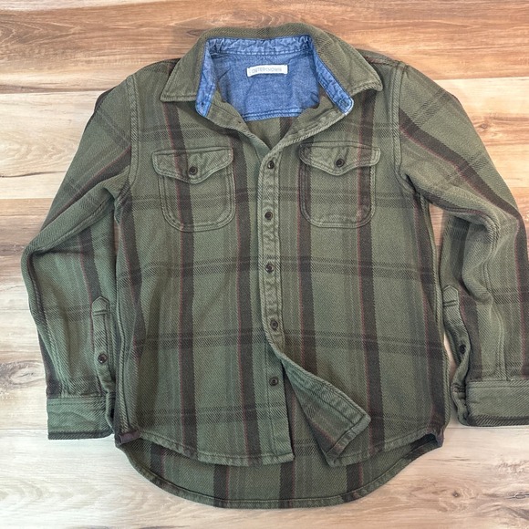 Outerknown Other - Outerknown Blanket Shirt Mens Medium Olive Green Plaid Organic Cotton Flannel